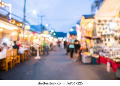 Abstract blur and defocused night local market in hua hin province in Thailand