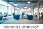 Abstract blur and defocused office interior for with bokeh lights ,Business concept.