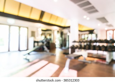 Abstract blur fitness room and gym interior for background