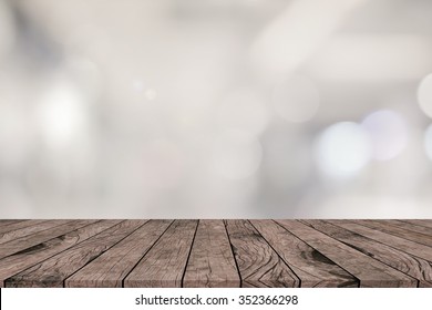 abstract blur grey tone color with old wood perspective background for advertising products on display.