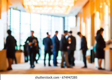 Abstract Blur Group Of People In Business Meeting, Professional Corporate Event