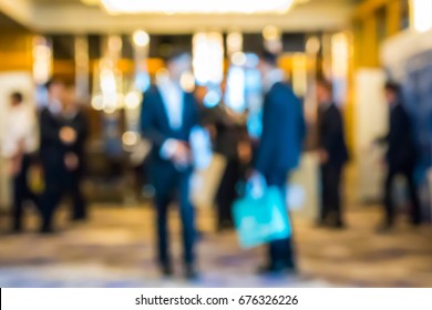 Abstract Blur Group Of People In Business Meeting, Professional Corporate Event