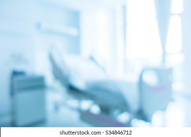 Abstract Blur Hospital And Clinic Interior For Background - Processing Blue Color White Balance