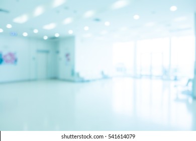 Abstract Blur Hospital And Clinic Interior For Background - Processing Blue Color White Balance