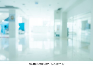 Abstract Blur Hospital And Clinic Interior For Background - Processing Blue Color White Balance