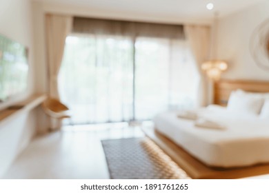 Abstract Blur Hotel Bedroom Interior For Background