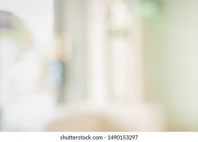 Abstract Blur Image Of Bright And Clean Window And Door In Modern Office Building On Day Time For Background Usage.