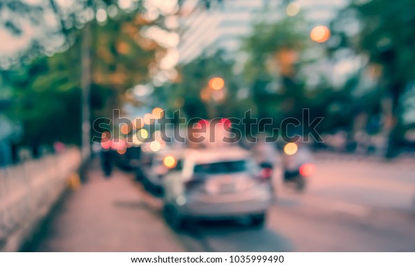 Abstract blur image of  Road in Night time with bokeh\
for background usage .