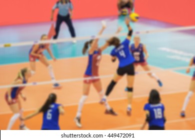 Abstract blur image of Volleyball game for background usage or create montage. - Shutterstock ID 449472091