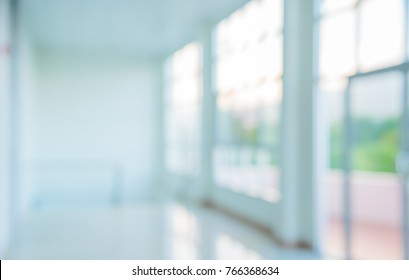 Abstract Blur Image Of Window , Door And Corridor With Bokeh  For Background Usage.