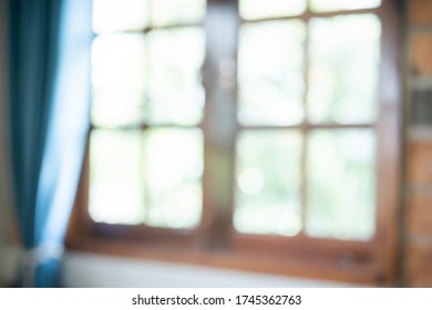 Abstract Blur Image Of Window And Nature With Bokeh For Background Usage.