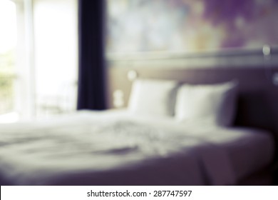 Abstract blur Interior of modern comfortable hotel bedroom - Shutterstock ID 287747597