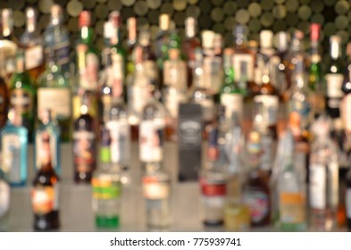 Abstract Blur Liqour Bottle On Shelf