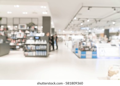 Abstract Blur Luxury Retail Store In Shopping Mall For Background