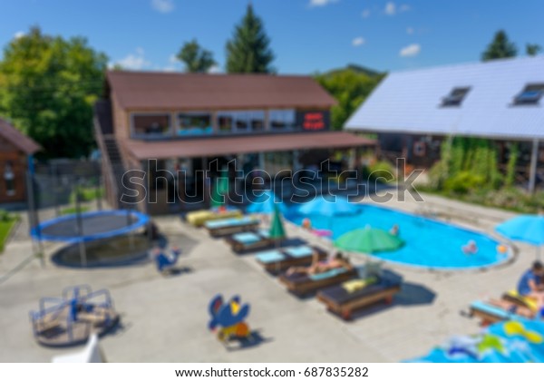 Abstract Blur Outdoor Swimming Pool Houses Stock Photo Edit Now