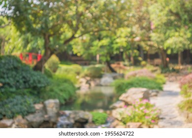 Abstract Blur Park Garden Pond Background
