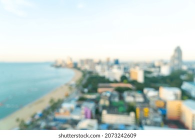 Abstract Blur Pattaya City Skyline View In Thailand For Background