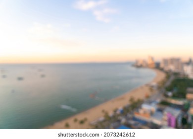 Abstract Blur Pattaya City Skyline View In Thailand For Background