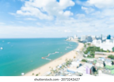 Abstract Blur Pattaya City Skyline View In Thailand For Background