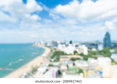 Abstract Blur Pattaya City Skyline View In Thailand For Background