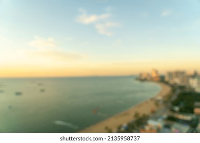 Abstract Blur Pattaya City Skyline View In Thailand For Background