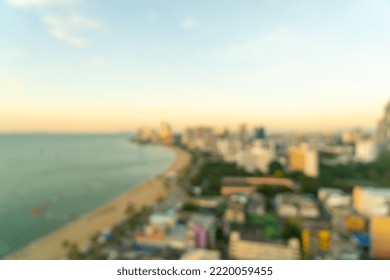 Abstract Blur Pattaya City Skyline View In Thailand For Background