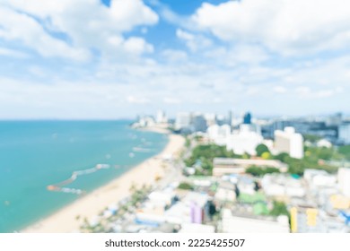 Abstract Blur Pattaya City Skyline View In Thailand For Background