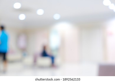 Abstract Blur People In Beautiful Luxury Hospital And Clinic Interior With Bokeh