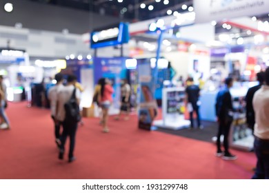 Abstract Blur People In Exhibition Hall Event Trade Show Expo Background. Business Convention Show, Job Fair, Or Stock Market.