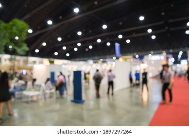 Abstract Blur People In Exhibition Trade Show Expo Background. Business Finance And Event Concept.