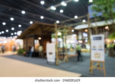 Abstract Blur People In Home Expo Event Exhibition Background. Exhibition Tradeshow And Organizer Concept.