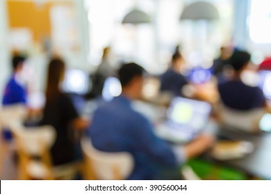 Abstract blur people lecture in seminar room, education or training concept - Shutterstock ID 390560044