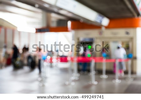 Abstract blur people on electric sky train station, railroad transportation for passenger in city, 
urban lifestyle