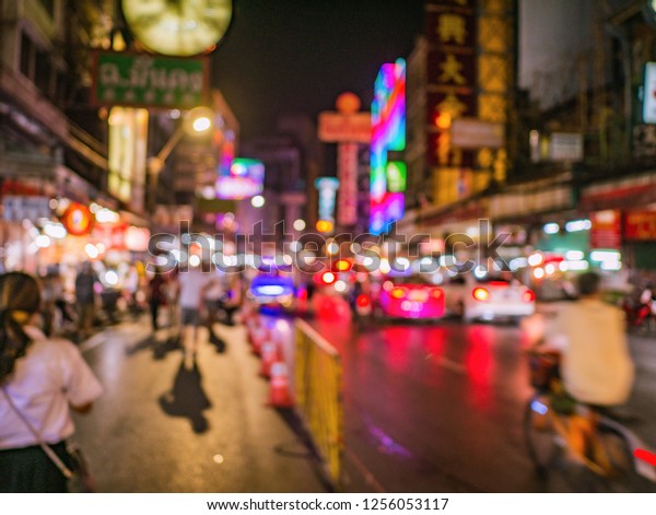Abstract Blur Photo of Bangkok China Town.Bangkok\
City Thailand Travel