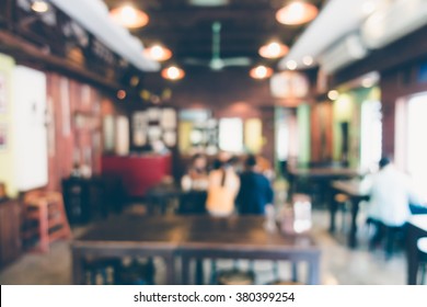 Abstract Blur Restaurant Interior For Background - Vintage Filter