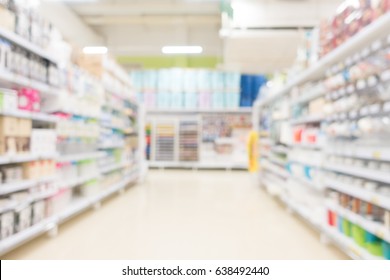 Supermarket Aisle Interior Shelves Blur Background Stock Photo (Edit ...