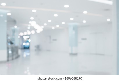 abstract blur short white hospital walkway for background 