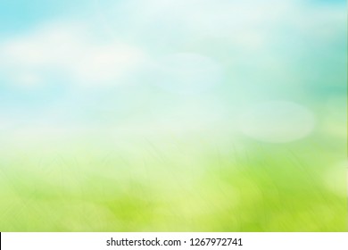 Abstract blur spring background. Green and blue bokeh