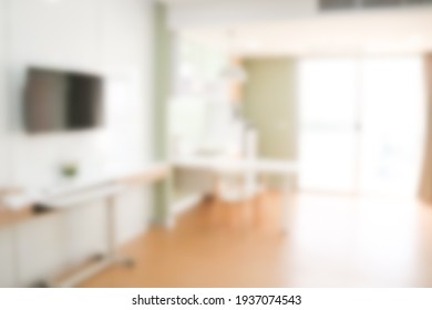 Abstract blur televition in room hospital and clinic interior for background.
