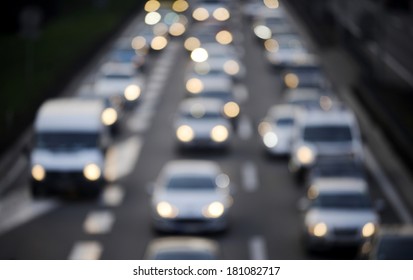 Abstract blur traffic and car lights bokeh in rush hour 