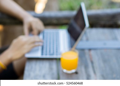 Abstract blur working with computer laptop use for background - 