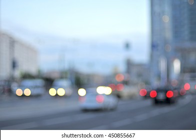 Abstract Blured Background With City Street View Road And Cars