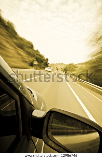 Abstract blurred\
action from car at high\
speed