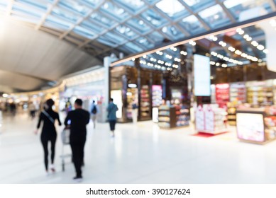 Abstract Blurred Background : Airport Shopping Tax Free Area