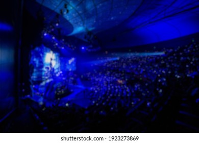 Abstract Blurred Background Of Big Esports Gaming Event At Big Arena.