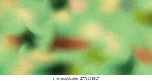 Abstract blurred background featuring a soft blend of green, orange, and yellow tones with a grainy texture, perfect for modern digital design projects.