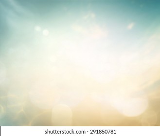 Abstract Blurred Beautiful Beach With Bokeh Sun Light Sky Texture Background