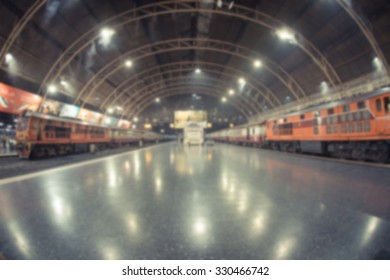 Abstract Blurred Car And Train Station In Bangkok,Thailand