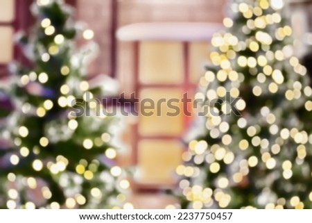 Abstract blurred christmas tree with bokeh light background
