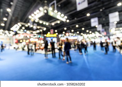 Abstract blurred defocused trade event exhibition background, business convention show concept.